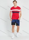 Wholesale Men's Casual Short Sleeve Colorblock Letter Print Round Neck T Shirt - Liuhuamall