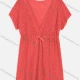Wholesale Women's Vacation Plain Deep V Neck Hollow Out Lace Up Cover Up Top 014# Orange Red Clothing Wholesale Market Liuhua