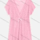 Wholesale Women's Vacation Plain Deep V Neck Hollow Out Lace Up Cover Up Top 014# Pink Clothing Wholesale Market Liuhua