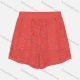 Wholesale Women's Embroidery Lace Hollow Out Plain Elastic Waist Shorts Dark Orange Clothing Wholesale Market Liuhua