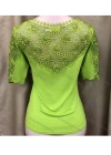 Wholesale Women's Vintage 3/4 Sleeve Guipure Lace Trim Embroidery Plain Tops - Liuhuamall