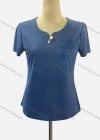 Wholesale Women's Casual Notched Neck Button Decor Appliques Knit Blouse - Liuhuamall