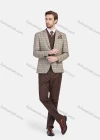 Wholesale Men's Business Lapel One Button Plaid Blazer Jakcet With Waistcoat 3 Piece Suit Set - Liuhuamall