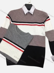 Wholesale Men's Casual Crew Neck Long Sleeve Colorblock Striped Knit Sweater, LIUHUA CLOTHING WHOLESALE