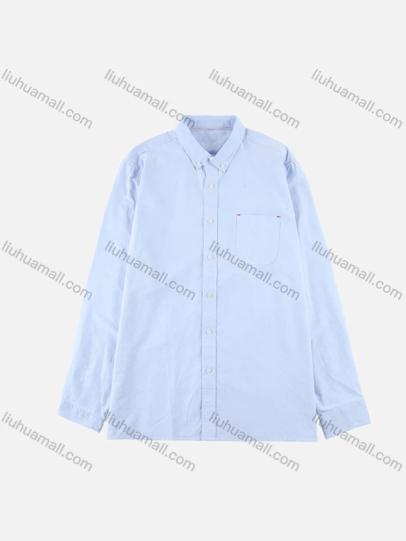 Wholesale Men's Plain 100% Cotton Long Sleeve Patch Pocket Button Down Casual Shirt