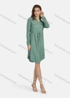 Wholesale Women's Casual Collared Drawstring Button Down Curved Hem Shirt Dress 3097# - Liuhuamall