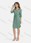 Wholesale Women's Casual Collared Drawstring Button Down Curved Hem Shirt Dress 3097# - Liuhuamall