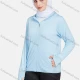 Wholesale Women's Sporty Hooded Windproof Breathable Dual Pockets Long Sleeve Jackets 1390-Blue# Blue Clothing Wholesale Market Liuhua