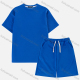 Wholesale Men's Casual Plain Texture Drop Shoulder Short Sleeve T-Shirts & Drawstring Patch Pocket Shorts 2 Piece Set Blue Wholesale Clothing Market & Suppliers -LIUHUAMALL