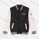 Wholesale Men's Fashion Letter Print Button Down Long Sleeve Contrast Pocket Striped Trim Baseball Jacket Black Clothing Wholesale Market Liuhua