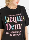 Wholesale Women's Casual Multi-Color Slogan Print Short Sleeve Round Neck Oversized Tee - Liuhuamall