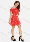Wholesale Women's Casual Polka Dot Off Shoulder Ruffle Hem Short Dress - Liuhuamall