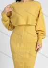 Wholesale Women's Casual Knit Rib-Knit Plain Crop Sweater 2 Piece Set - Liuhuamall
