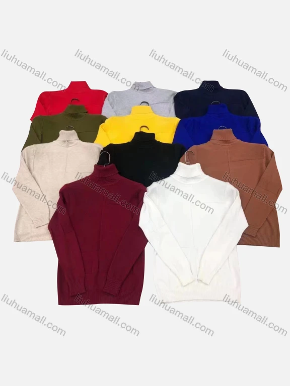 Wholesale Men's Casual Plain Turtleneck Long Sleeve Sweater