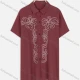 Wholesale Women's Plus Size Collared Short Sleeve Button Down Embroidery Casual Shirt Red Clothing Wholesale Market Liuhua