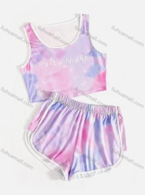 Wholesale Girl's Casual Tie Dye Crop Cami Tops & Shorts 2 Piece Set, LIUHUA CLOTHING WHOLESALE