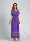 Wholesale Women's Embroidered V Neck Batwing Sleeve Ruffle Hem Peplum Maxi Dress - Liuhuamall