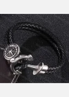 Wholesale Genuine Leather Stainless Steel Toggle Clasps Bracelet SP0183# - Liuhuamall