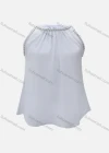 Wholesale Women's Casual Plain Round Neck Pearl Decor Keyhole Ruched Tank Top - Liuhuamall