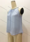 Wholesale Women's Casual Plain Round Neck Pearl Decor Keyhole Ruched Tank Top - Liuhuamall