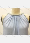 Wholesale Women's Casual Plain Round Neck Pearl Decor Keyhole Ruched Tank Top - Liuhuamall