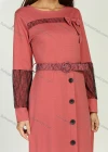 Wholesale Women's Round-Neck Long Sleeve Bowknot Button Down Lace Mesh Maxi Dress With Belt - Liuhuamall