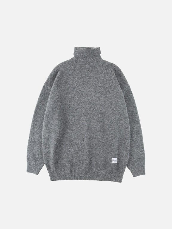 Men's Casual Plain High Neck Drop Shoulder Long Sleeve Turtleneck Knit Sweater, Clothing Wholesale Market -LIUHUA, All Categories
