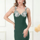 Women's Elegant Appliques Rhinestone Short Cami Dress T2079# Clothing Wholesale Market -LIUHUA