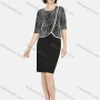 Wholesale Women's Business Half Sleeve Jacquard Pattern Embroidered Blouse & Skirt Set preview