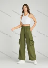 Wholesale Women's Casual Drawstring Flap Pockets Elastic Waist Cargo Pants 2313# - Liuhuamall