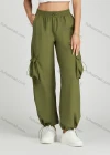 Wholesale Women's Casual Drawstring Flap Pockets Elastic Waist Cargo Pants 2313# - Liuhuamall