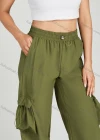 Wholesale Women's Casual Drawstring Flap Pockets Elastic Waist Cargo Pants 2313# - Liuhuamall