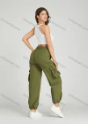 Wholesale Women's Casual Drawstring Flap Pockets Elastic Waist Cargo Pants 2313# - Liuhuamall