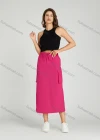 Wholesale Women's Casual Elastic Waist Pocket Drawstring Plain Midi Skirt MT305# - Liuhuamall