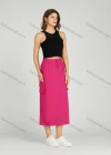 Wholesale Women's Casual Elastic Waist Pocket Drawstring Plain Midi Skirt MT305# - Liuhuamall