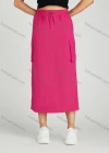 Wholesale Women's Casual Elastic Waist Pocket Drawstring Plain Midi Skirt MT305# - Liuhuamall