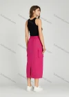 Wholesale Women's Casual Elastic Waist Pocket Drawstring Plain Midi Skirt MT305# - Liuhuamall