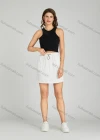 Wholesale Women's Casual Elastic Waist Pocket Drawstring Plain Short Skirt MT267# - Liuhuamall