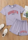 Wholesale Girls Casual Letter T-shirt & Elastic Waist Shorts Set - Liuhuamall
