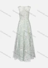 Wholesale Women's Elegant Sleeveless Pearl Lace Appliques Maxi Evening Dress - Liuhuamall