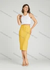 Wholesale Women's Casual High Waist Drawstring Knee Length Flap Pocket Plain Skirt MT319# - Liuhuamall