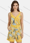 Wholesale Women's Casual Sleeveless Floral Print Slant Pockets Belted Romper 28015# - Liuhuamall