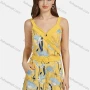 Wholesale Women's Casual Sleeveless Floral Print Slant Pockets Belted Romper 28015# preview