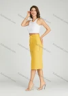 Wholesale Women's Casual High Waist Drawstring Knee Length Flap Pocket Plain Skirt MT319# - Liuhuamall
