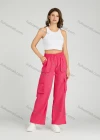 Wholesale Women's Casual Drawstring Elastic Waist Multiple Pockets Plain Cargo Pants MT258# - Liuhuamall