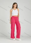 Wholesale Women's Casual Drawstring Elastic Waist Multiple Pockets Plain Cargo Pants MT258# - Liuhuamall