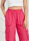 Wholesale Women's Casual Drawstring Elastic Waist Multiple Pockets Plain Cargo Pants MT258# - Liuhuamall