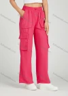 Wholesale Women's Casual Drawstring Elastic Waist Multiple Pockets Plain Cargo Pants MT258# - Liuhuamall