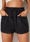 Wholesale Women's Casual Elastic Waist Drawstring Ruffle Trim Plain Shorts AY245# - Liuhuamall
