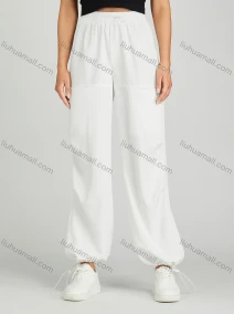 Wholesale Women's Casual Drawstring Elastic Waist Sweat Pants With Patch Pocket MT278#, LIUHUA CLOTHING WHOLESALE
